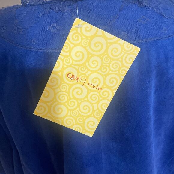 Victor Costa blue velvet ruffled lace Bolero Jacket - Picture 11 of 11